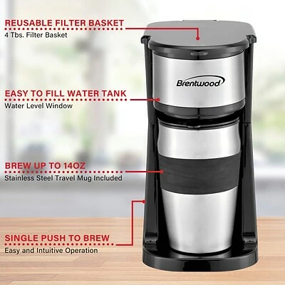 Flash Sale ๐ Coffee Makers Machines Brewers Brentwood Portable Single-Serve Coffee Maker With 14-Oz. Travel Mug, Black (TS-113BK) ๐ 3 Flash Sale ๐ Coffee Makers Machines Brewers Brentwood Portable Single-Serve Coffee Maker With 14-Oz. Travel Mug, Black (TS-113BK) ๐ - Image 3