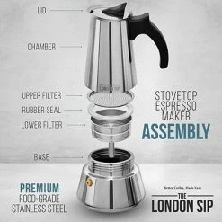 Cheapest ⭐ Coffee Makers Machines Brewers THE LONDON SIP 3-Cups Induction Stovetop Espresso Maker, Silver (EM3S) 😉 -Coffee Makers Sales unnamed file 270