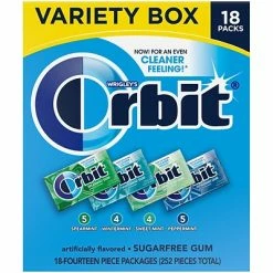 Outlet ๐ Gum & Mints Orbit Variety Box Sugar Free Gum, Assorted Flavors, 12.8 Oz., 252 Pieces/Pack, 18/Pack (220-00568) ๐คฉ